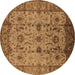 Round Oriental Brown Traditional Rug, urb627brn