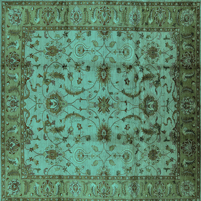 Square Oriental Turquoise Traditional Rug, urb627turq