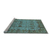 Sideview of Machine Washable Oriental Light Blue Traditional Rug, wshurb627lblu