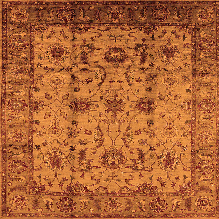 Square Machine Washable Oriental Orange Traditional Area Rugs, wshurb627org