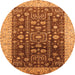 Round Oriental Orange Traditional Rug, urb628org
