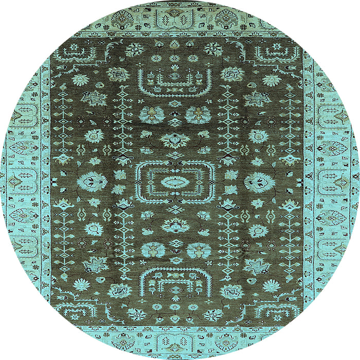 Round Oriental Light Blue Traditional Rug, urb628lblu