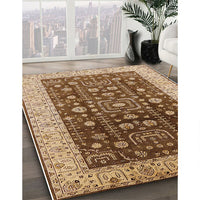 Mid-Century Modern Sandy Brown Oriental Rug, urb628