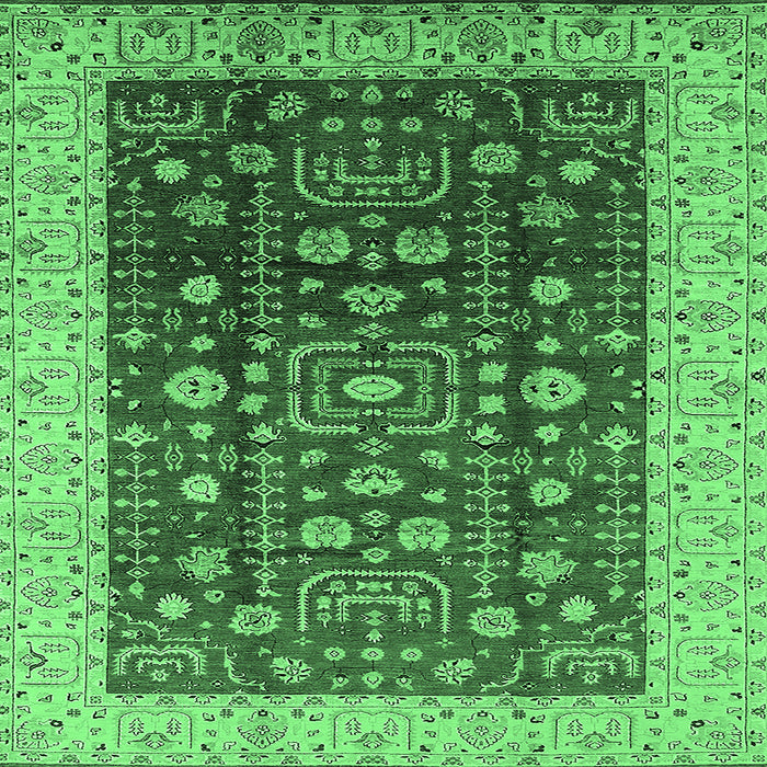 Square Oriental Emerald Green Traditional Rug, urb628emgrn