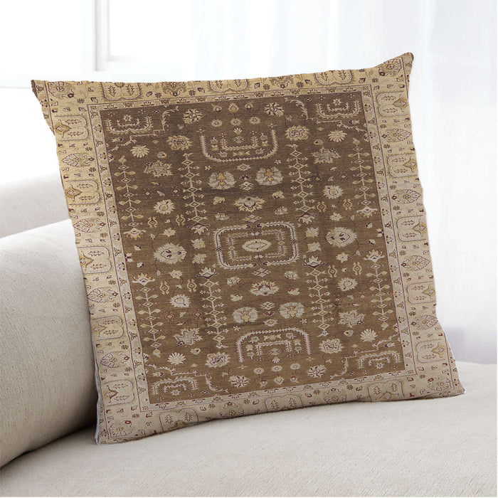 Lifestyle Image of Mid-Century Modern Urban Square Sandy Brown Throw Pillow, 18 inch by 18 inch, pwurb628