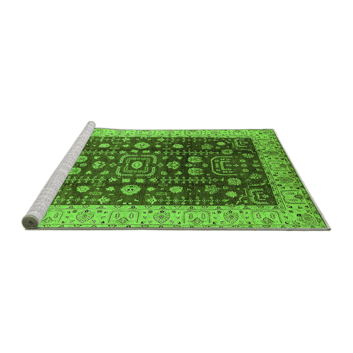 Sideview of Machine Washable Oriental Green Traditional Area Rugs, wshurb628grn