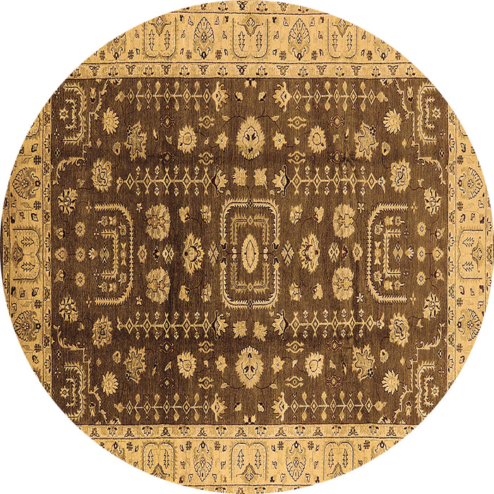 Round Oriental Brown Traditional Rug, urb628brn