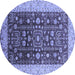 Round Oriental Blue Traditional Rug, urb628blu