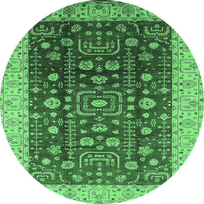 Round Oriental Emerald Green Traditional Rug, urb628emgrn