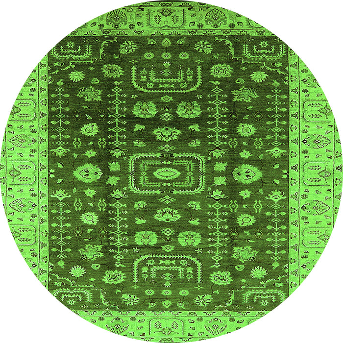 Round Oriental Green Traditional Rug, urb628grn
