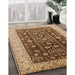 Mid-Century Modern Sandy Brown Oriental Rug in Family Room, urb628
