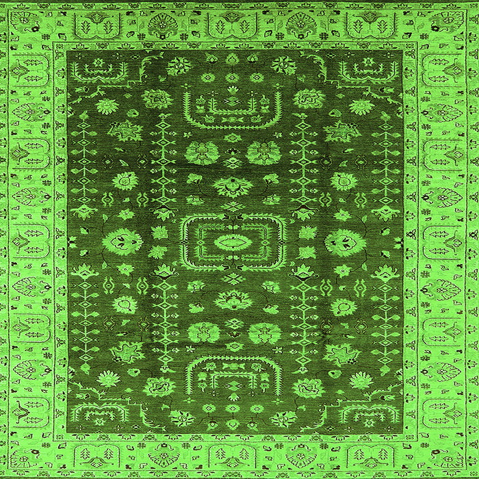 Square Machine Washable Oriental Green Traditional Area Rugs, wshurb628grn