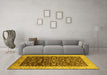 Machine Washable Oriental Yellow Traditional Rug in a Living Room, wshurb628yw