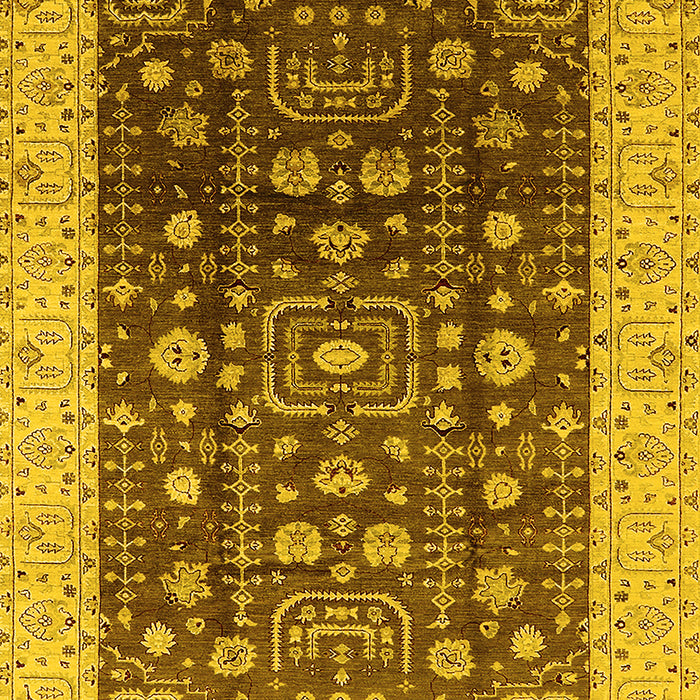 Machine Washable Oriental Yellow Traditional Rug, wshurb628yw
