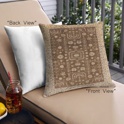 Front View of Mid-Century Modern Urban Square Sandy Brown Throw Pillow, 18 inch by 18 inch, pwurb628