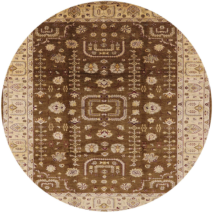 Round Mid-Century Modern Sandy Brown Oriental Rug, urb628