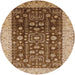 Round Mid-Century Modern Sandy Brown Oriental Rug, urb628