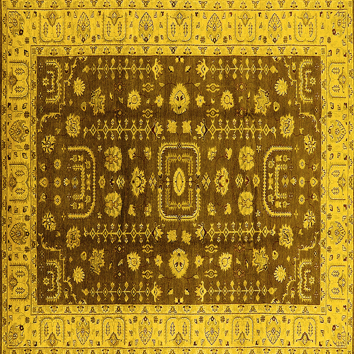 Square Machine Washable Oriental Yellow Traditional Rug, wshurb628yw