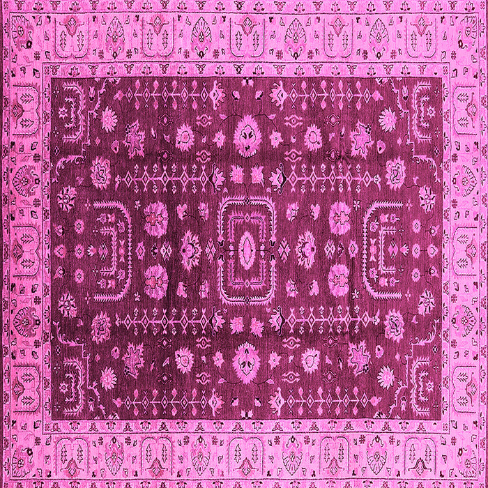 Square Machine Washable Oriental Pink Traditional Rug, wshurb628pnk