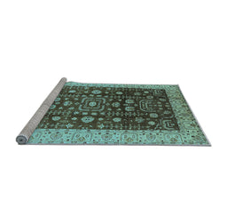 Sideview of Machine Washable Oriental Light Blue Traditional Rug, wshurb628lblu