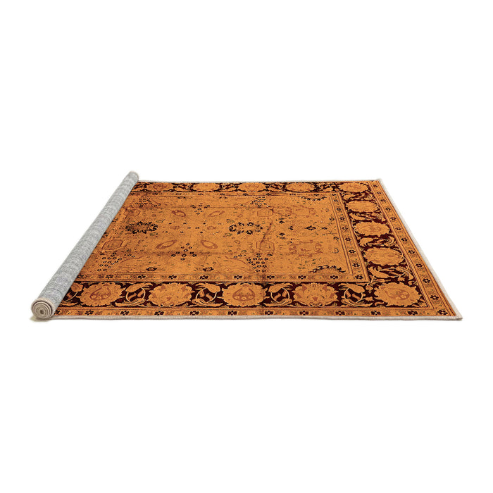 Sideview of Machine Washable Oriental Orange Traditional Area Rugs, wshurb629org