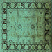 Square Oriental Turquoise Traditional Rug, urb629turq