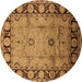 Round Oriental Brown Traditional Rug, urb629brn