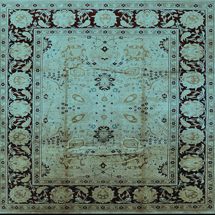 Square Oriental Light Blue Traditional Rug, urb629lblu