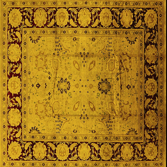 Square Oriental Yellow Traditional Rug, urb629yw