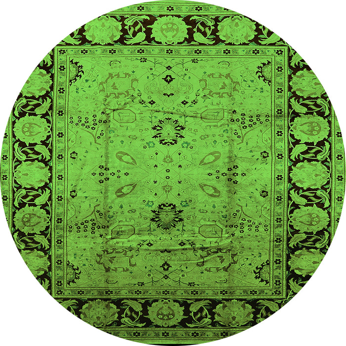 Round Oriental Green Traditional Rug, urb629grn