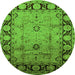 Round Oriental Green Traditional Rug, urb629grn