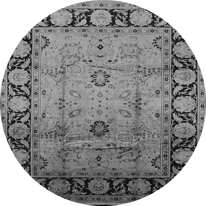 Round Oriental Gray Traditional Rug, urb629gry