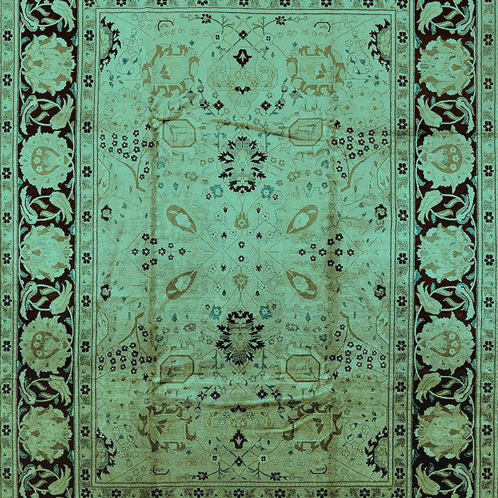 Machine Washable Oriental Turquoise Traditional Area Rugs, wshurb629turq