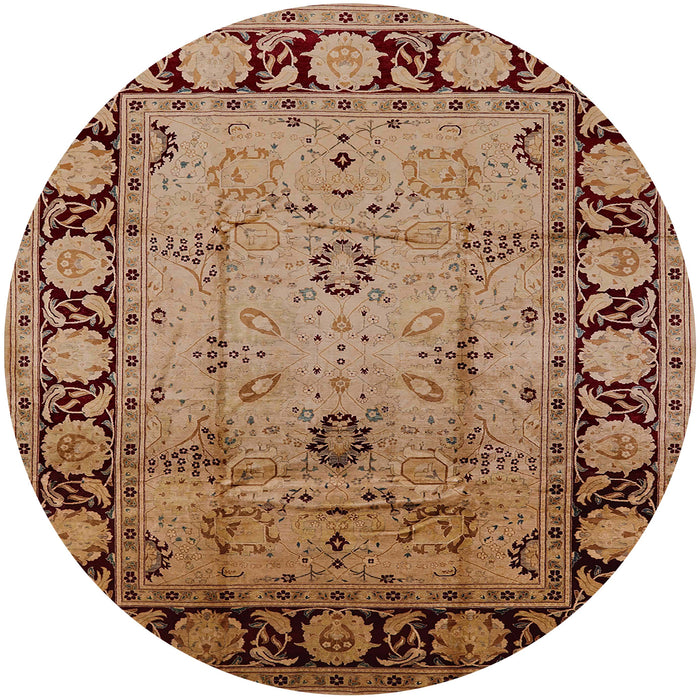 Round Mid-Century Modern Brown Sand Brown Oriental Rug, urb629