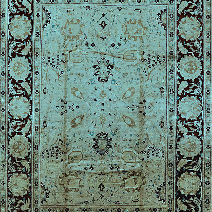 Machine Washable Oriental Light Blue Traditional Rug, wshurb629lblu