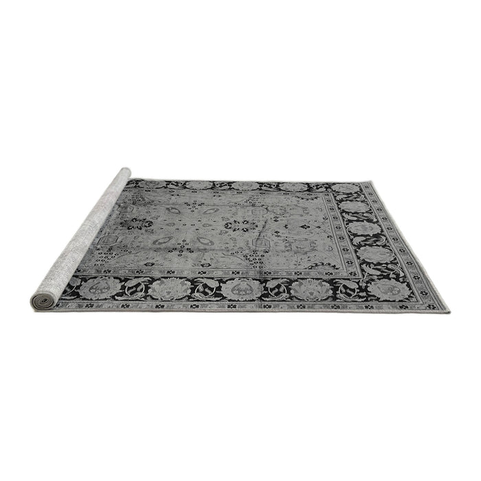 Sideview of Machine Washable Oriental Gray Traditional Rug, wshurb629gry