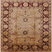 Square Mid-Century Modern Brown Sand Brown Oriental Rug, urb629
