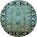 Round Oriental Light Blue Traditional Rug, urb629lblu