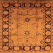 Square Machine Washable Oriental Orange Traditional Area Rugs, wshurb629org