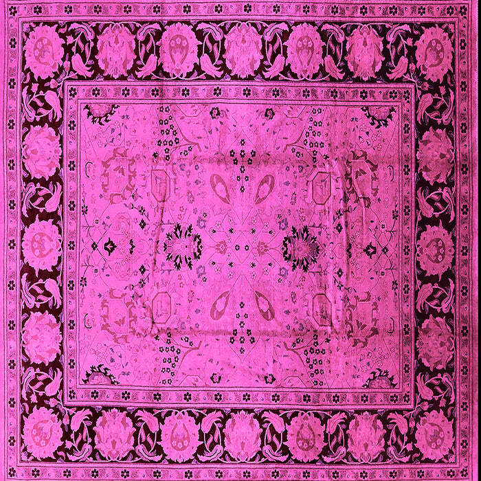 Square Machine Washable Oriental Pink Traditional Rug, wshurb629pnk
