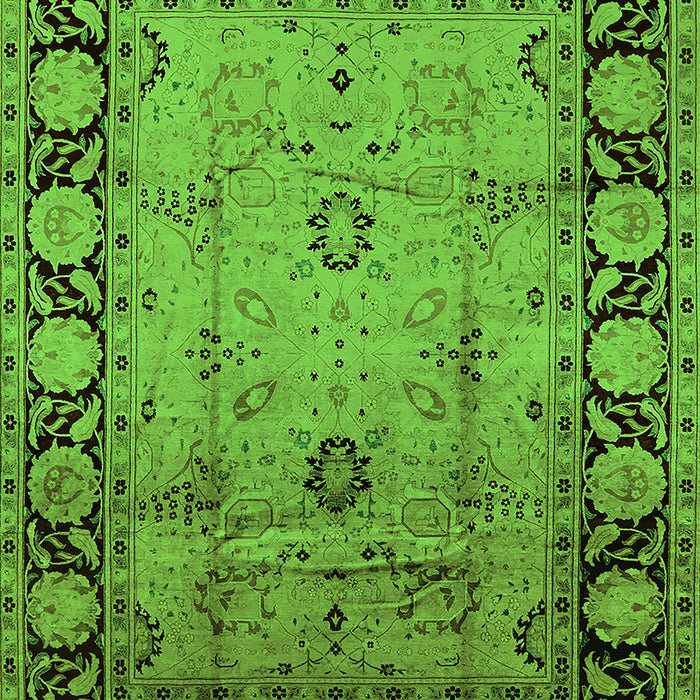 Machine Washable Oriental Green Traditional Area Rugs, wshurb629grn