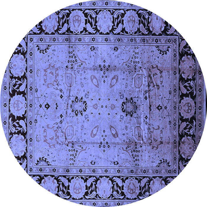 Round Oriental Blue Traditional Rug, urb629blu