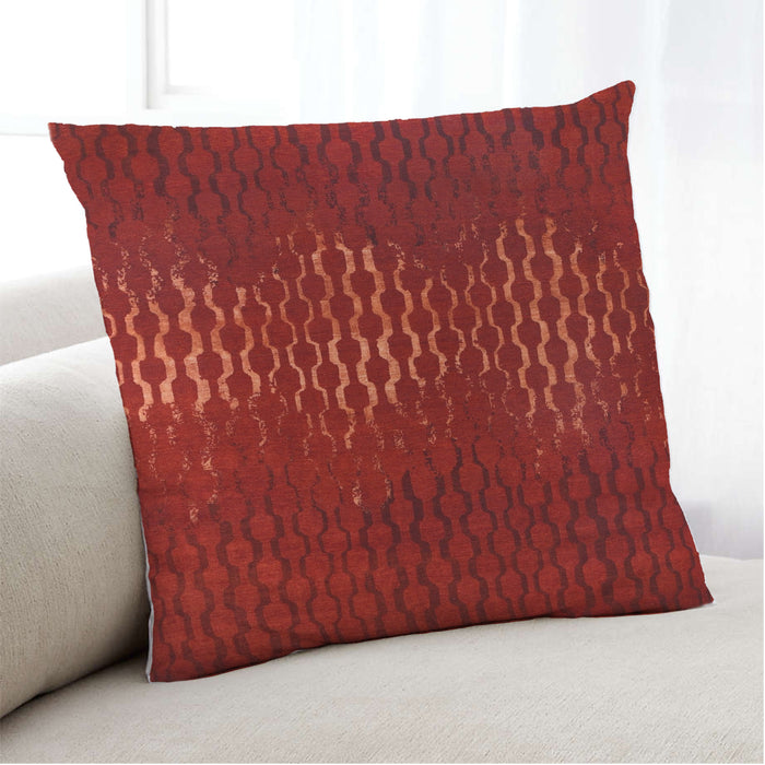 Lifestyle Image of Mid-Century Modern Urban Square Red Throw Pillow, 18 inch by 18 inch, pwurb62