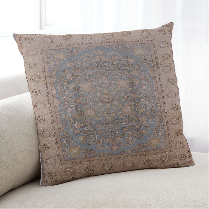 Lifestyle Image of Mid-Century Modern Urban Square Camel Brown Throw Pillow, 18 inch by 18 inch, pwurb630