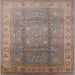Square Mid-Century Modern Camel Brown Oriental Rug, urb630