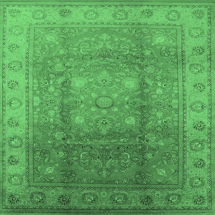 Square Oriental Emerald Green Traditional Rug, urb630emgrn