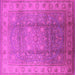 Square Machine Washable Oriental Pink Traditional Rug, wshurb630pnk