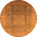 Round Oriental Orange Traditional Rug, urb630org