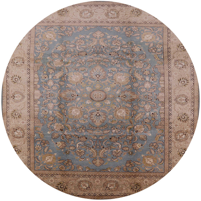 Round Mid-Century Modern Camel Brown Oriental Rug, urb630