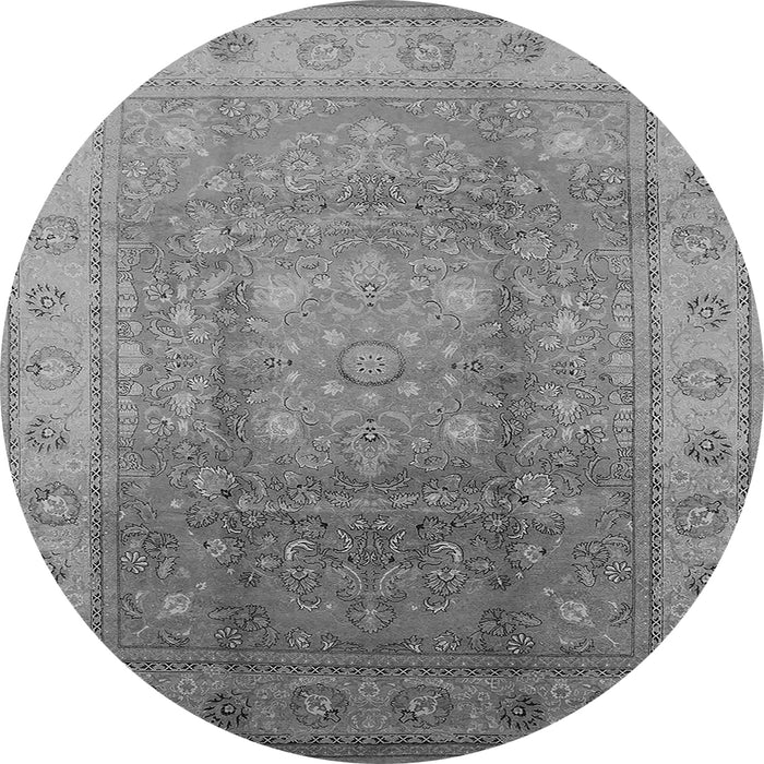 Round Machine Washable Oriental Gray Traditional Rug, wshurb630gry